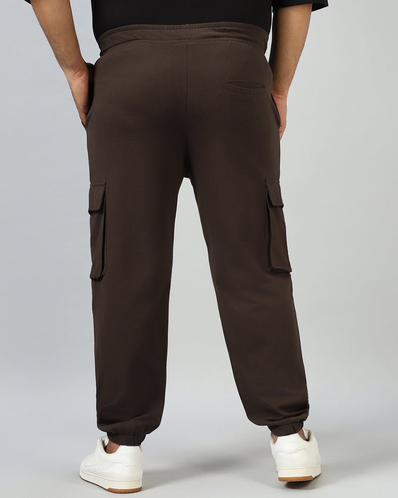 bewakoof Men's Brown Oversized Plus Size Cargo Warm Joggers - Image 3